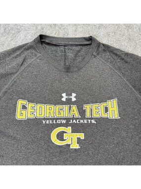 Georgia Tech Yellow Jackets Under Armour Shirt Men L Gray Performance Crew Neck